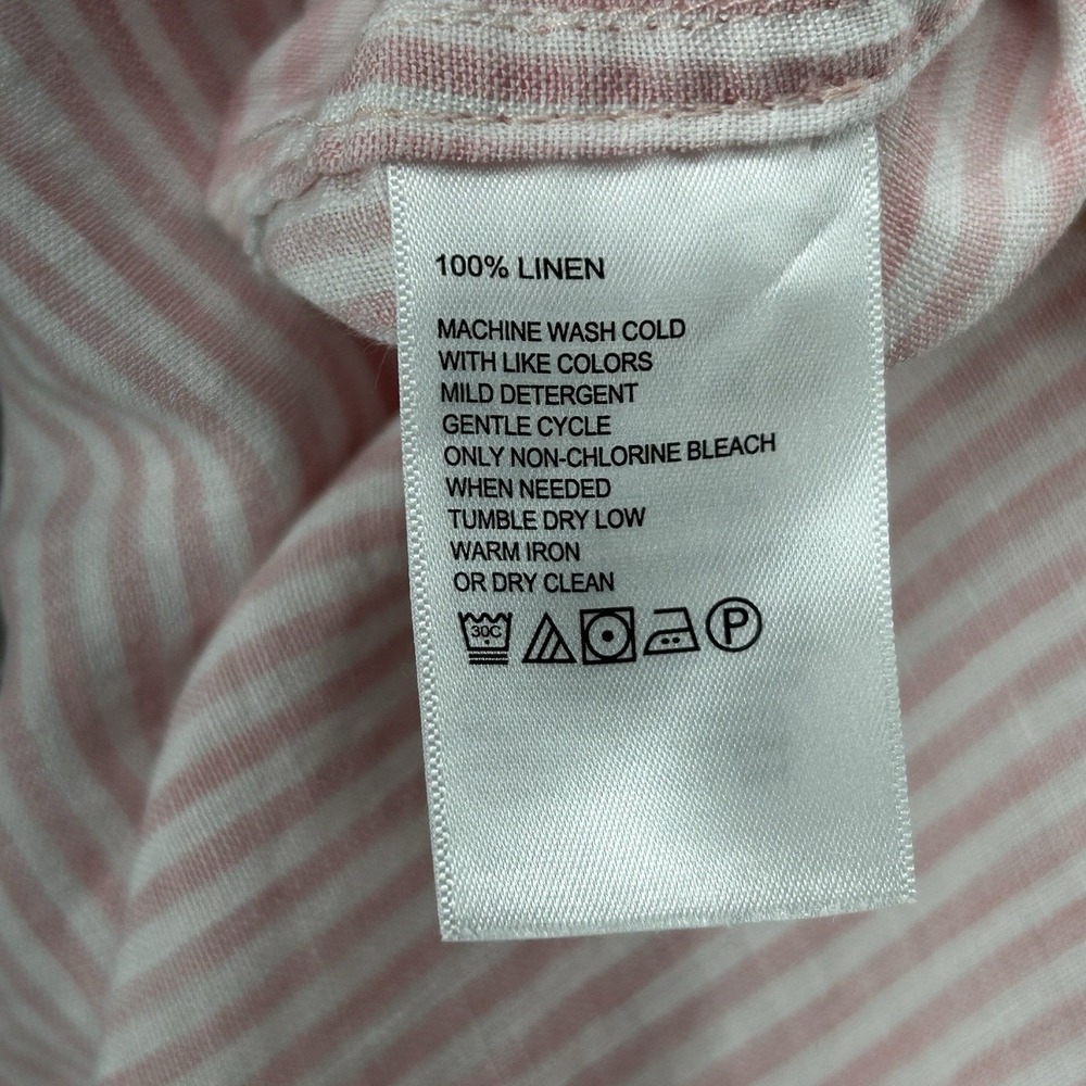 Tommy Bahama Sleeveless Blouse Women Size XL Pink Stripe Linen Summer Beach - Picture 4 of 7